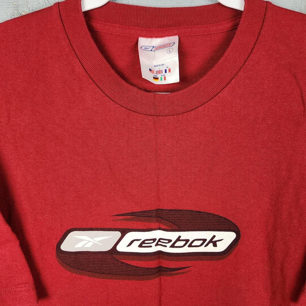 Vintage Reebok Shirt Mens Large Red Logo Graphic Made In USA 90s Y2K Streetwear
